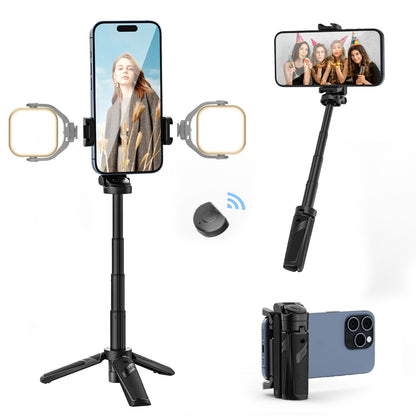 💥📱✨Ausziehbares Selfie Stick Stativ im Taschenformat mit abnehmbarer Fernbedienung