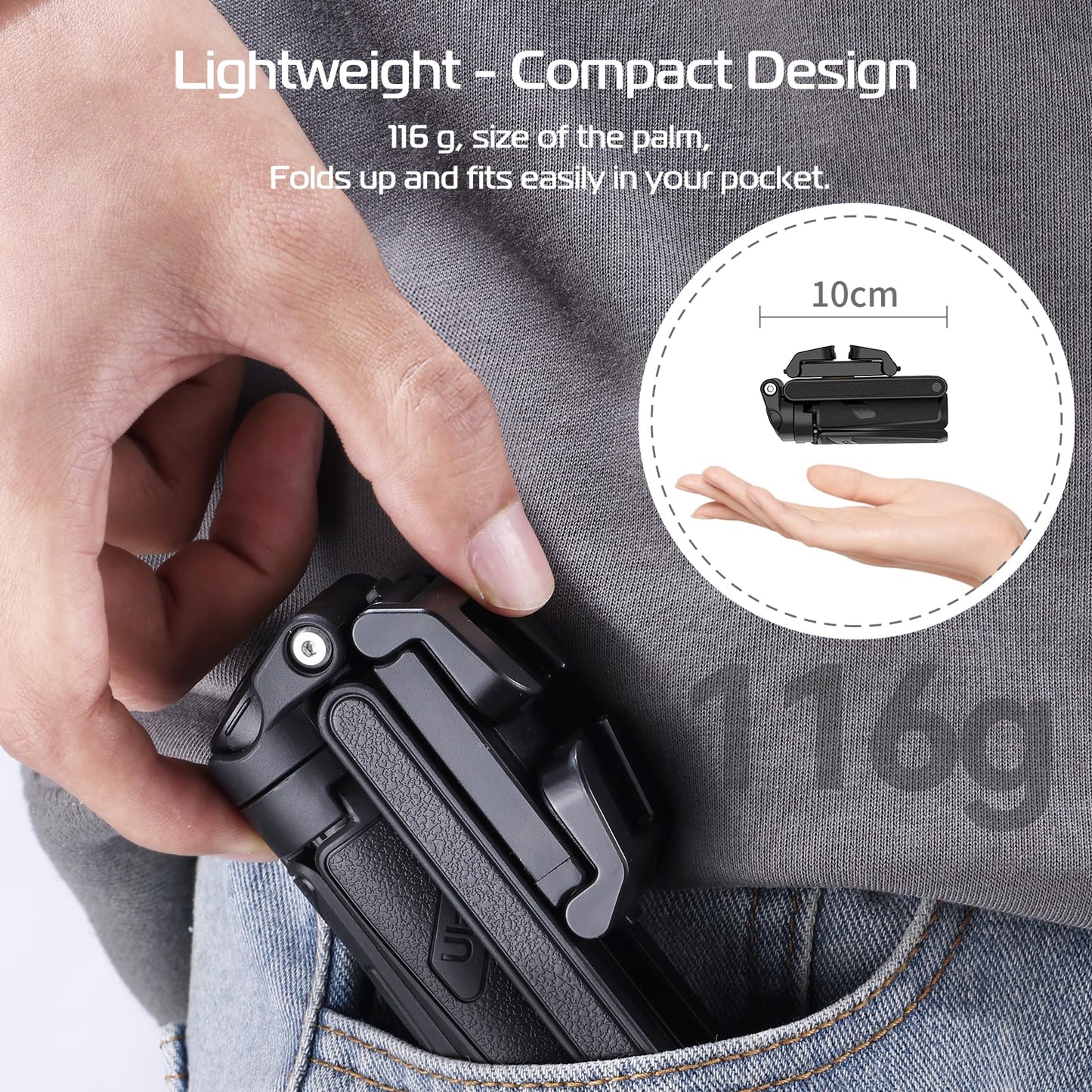 💥📱✨Ausziehbares Selfie Stick Stativ im Taschenformat mit abnehmbarer Fernbedienung