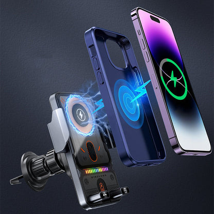 📱Intelligente 2-in-1 Auto-Drehbare Handyhalterung & Kabelloses Ladegerät⚡