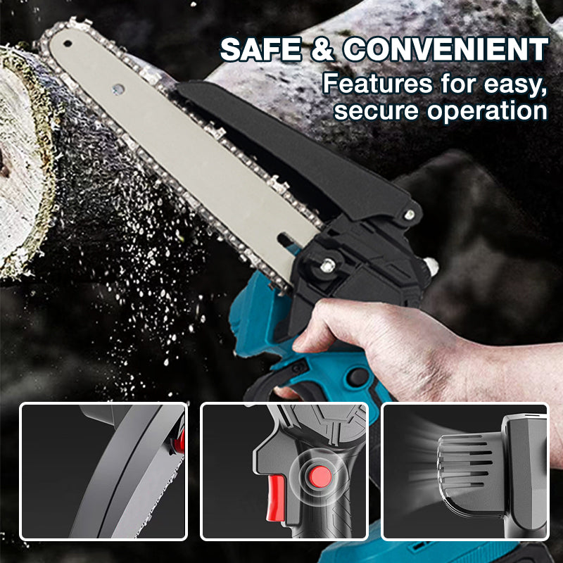 6-Zoll-Akku-Mini-Kettensäge mit 2 Batterien