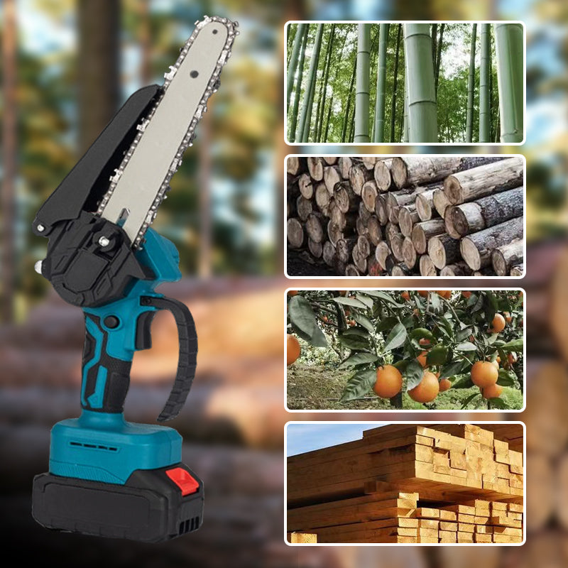 6-Zoll-Akku-Mini-Kettensäge mit 2 Batterien