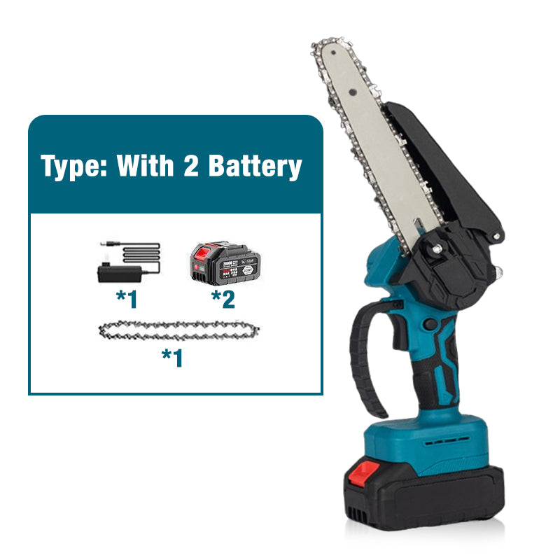 6-Zoll-Akku-Mini-Kettensäge mit 2 Batterien