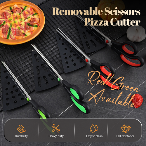 2-in-1 abnehmbarer Scheren-Pizzaschneider aus Edelstahl