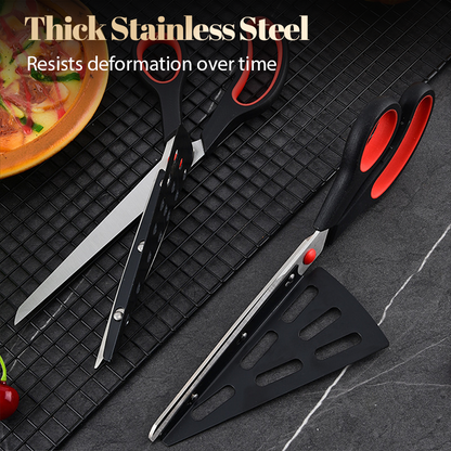 2-in-1 abnehmbarer Scheren-Pizzaschneider aus Edelstahl